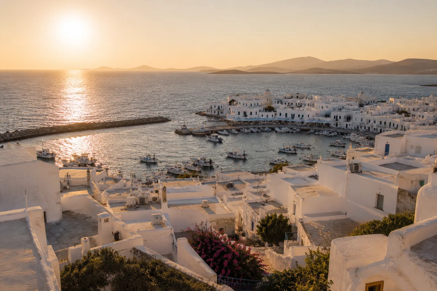 Ηλιοβασίλεμα πάνω από τον κόλπο της Νάουσας