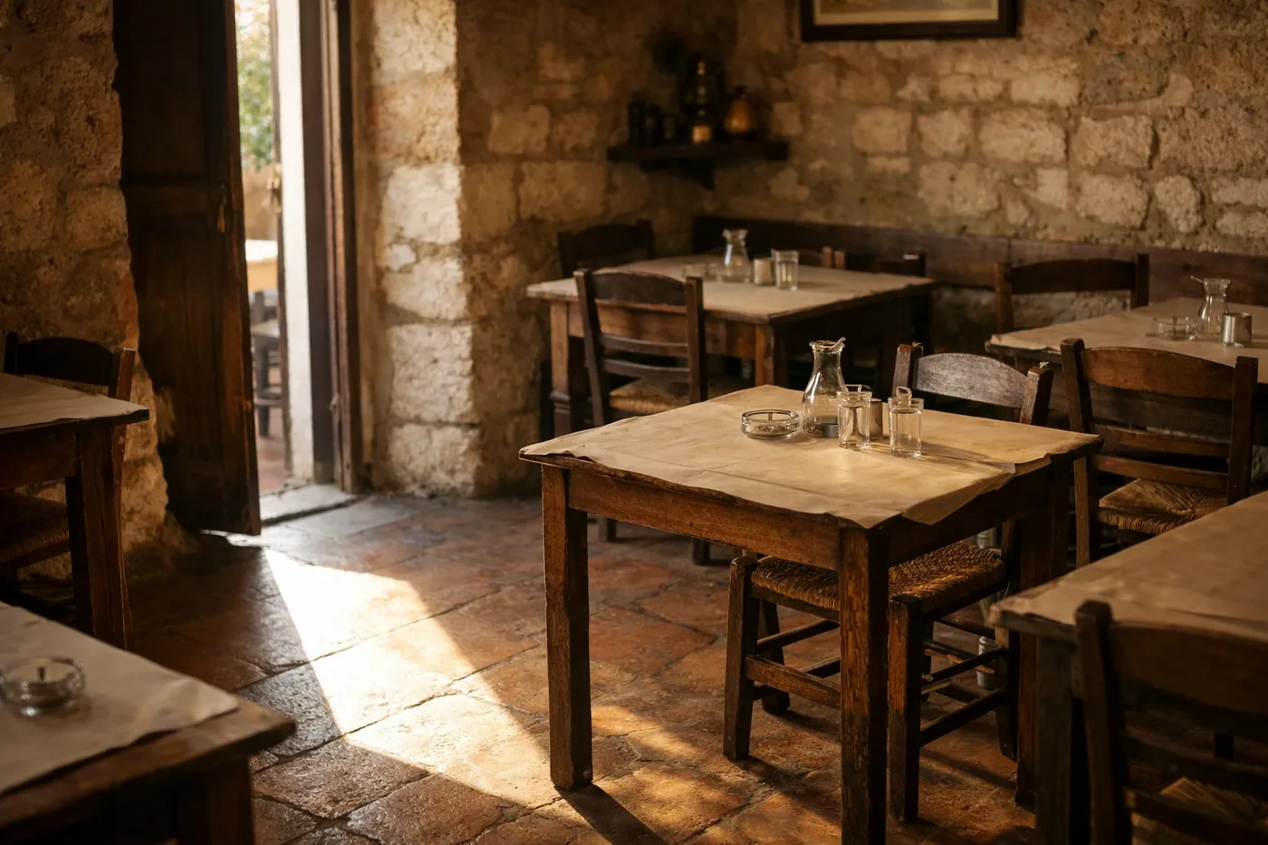 Το εσωτερικό της ταβέρνας
