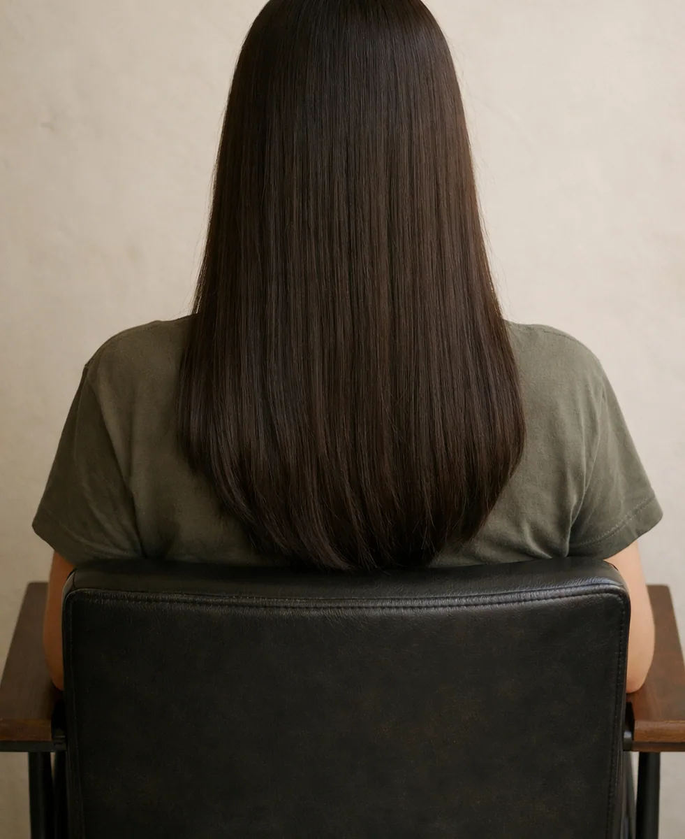 Balayage σε βαμμένο καστανό — πριν